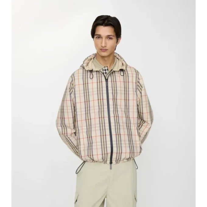 Reversible Check Hooded Jacket