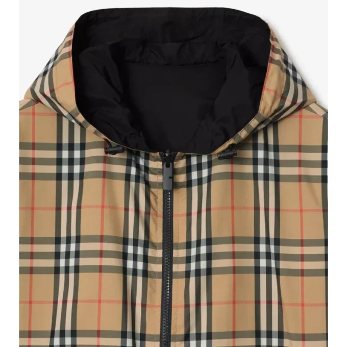 Reversible Check Hooded Jacket