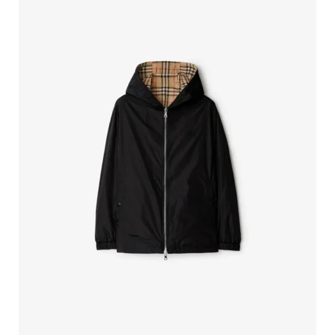 Reversible Check Hooded Jacket