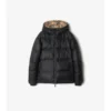 Reversible Check Hooded Puffer Jacket