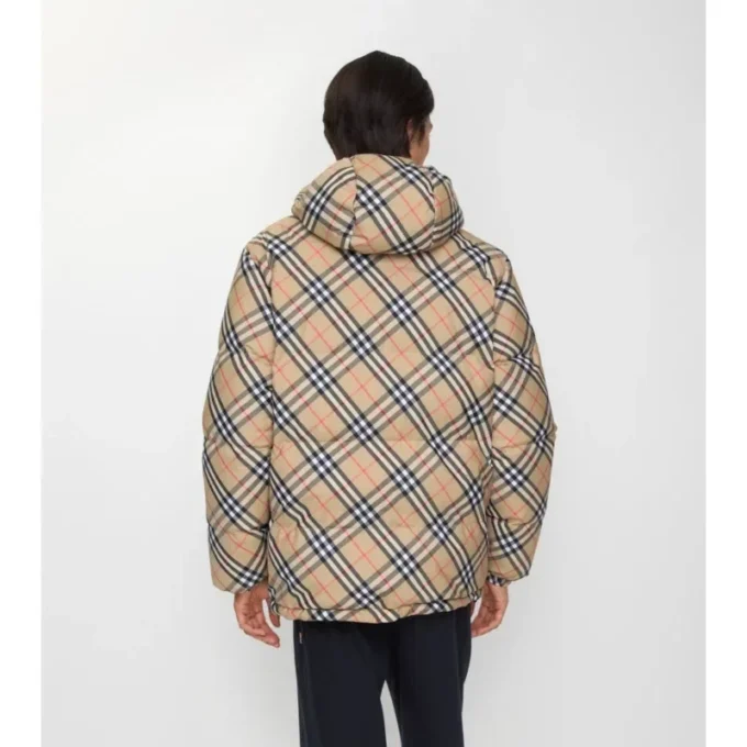 Reversible Check Hooded Puffer Jacket