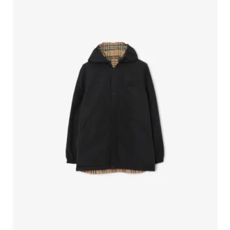 Reversible Check Nylon Hooded Jacket