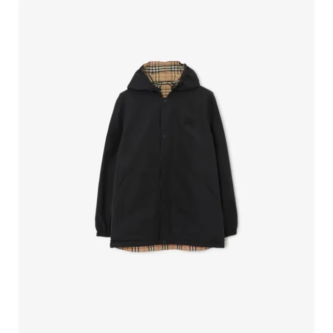 Reversible Check Nylon Hooded Jacket
