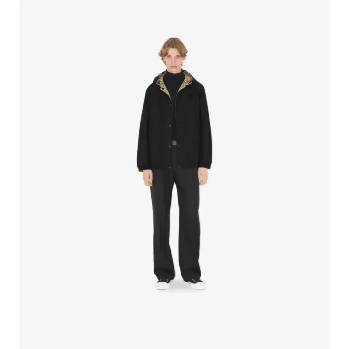 Reversible Check Nylon Hooded Jacket