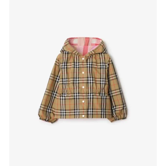 Reversible Check Nylon Hooded Jacket