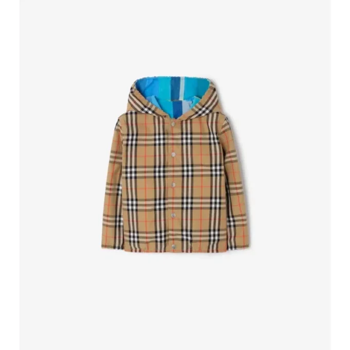 Reversible Check Nylon Hooded Jacket