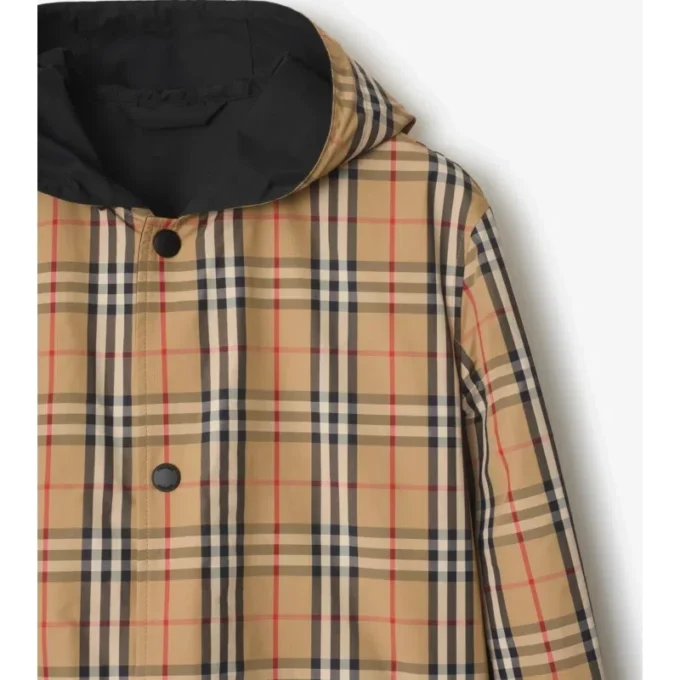 Reversible Check Nylon Hooded Jacket