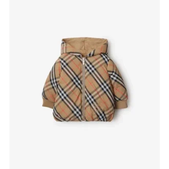 Reversible Check Nylon Puffer Jacket