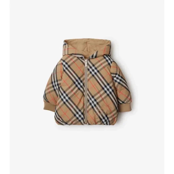Reversible Check Nylon Puffer Jacket