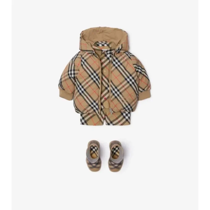 Reversible Check Nylon Puffer Jacket