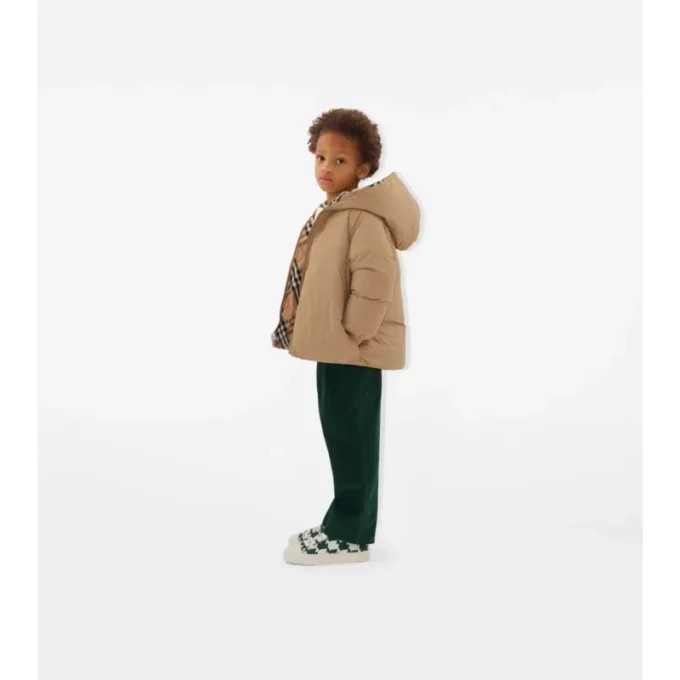 Reversible Check Nylon Puffer Jacket