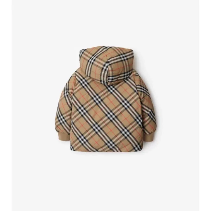 Reversible Check Nylon Puffer Jacket