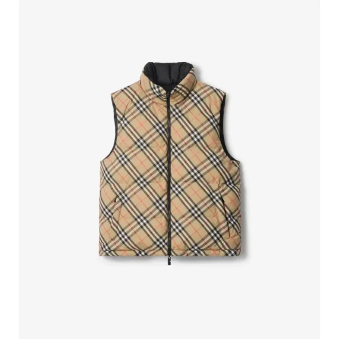 Reversible Check Puffer Gilet