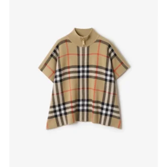 Reversible Check Wool Cape