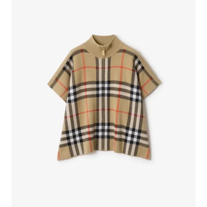 Reversible Check Wool Cape