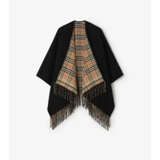 Reversible Check Wool Cape
