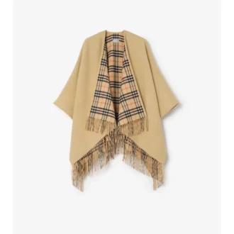 Reversible Check Wool Cape