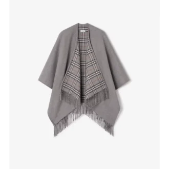 Reversible Check Wool Cape