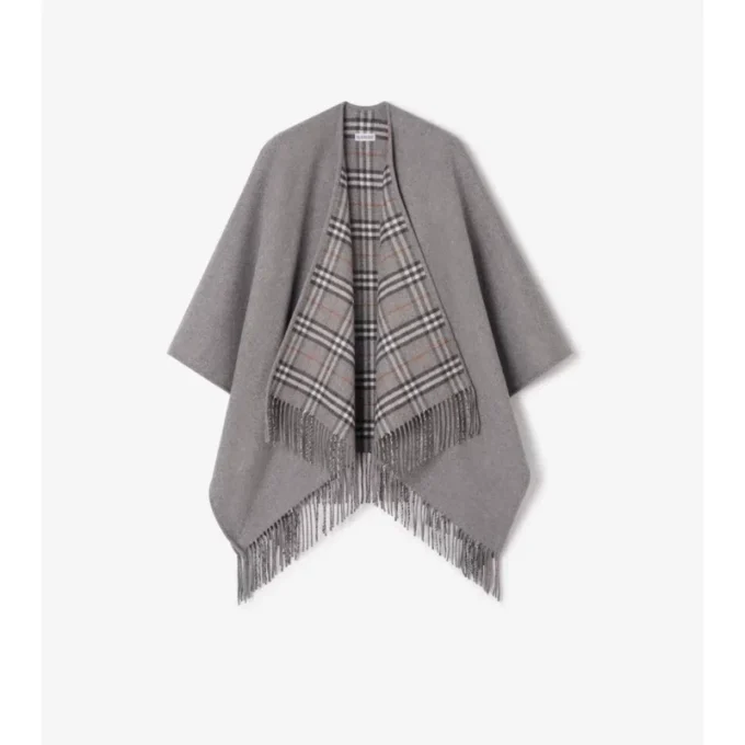 Reversible Check Wool Cape