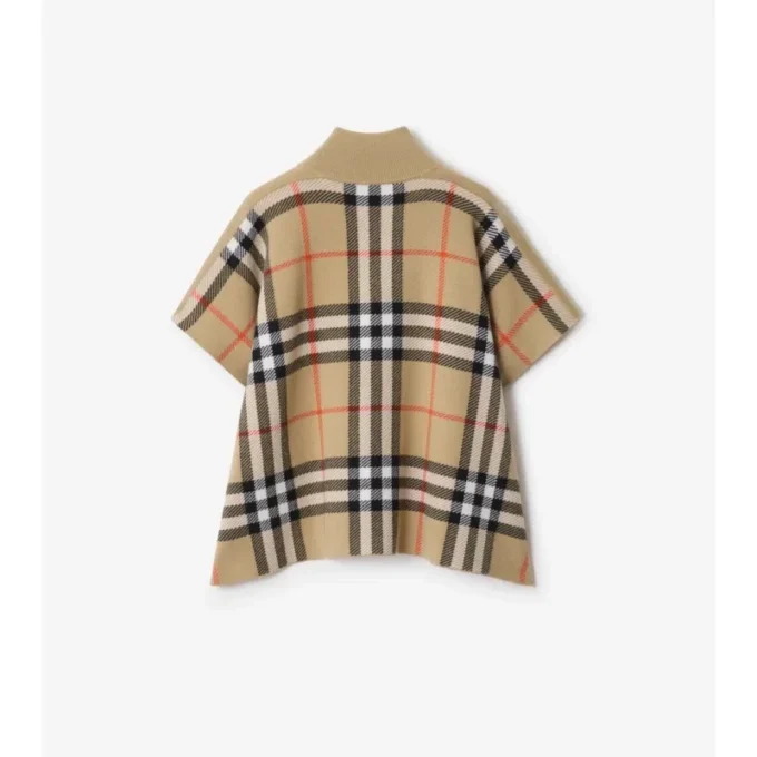Reversible Check Wool Cape