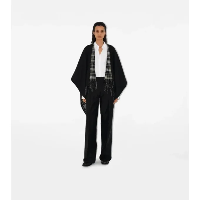 Reversible Check Wool Cape