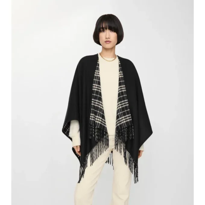 Reversible Check Wool Cape