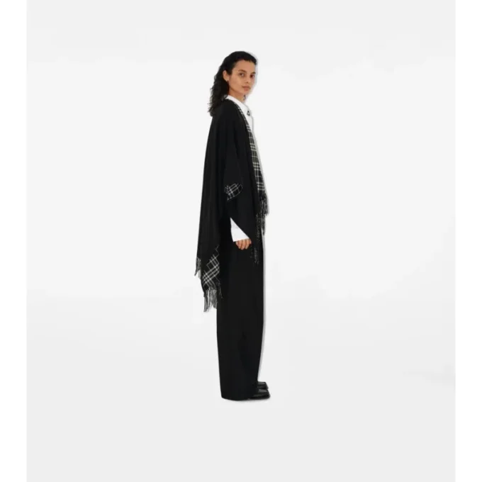 Reversible Check Wool Cape