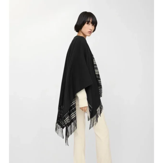 Reversible Check Wool Cape