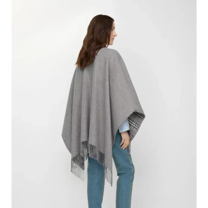 Reversible Check Wool Cape