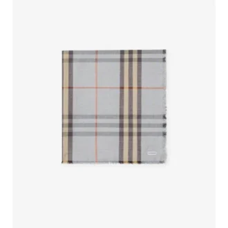 Reversible Check Wool Silk Scarf