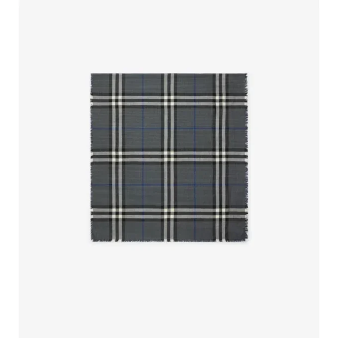 Reversible Check Wool Silk Scarf