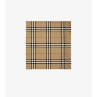 Reversible Check Wool Silk Scarf