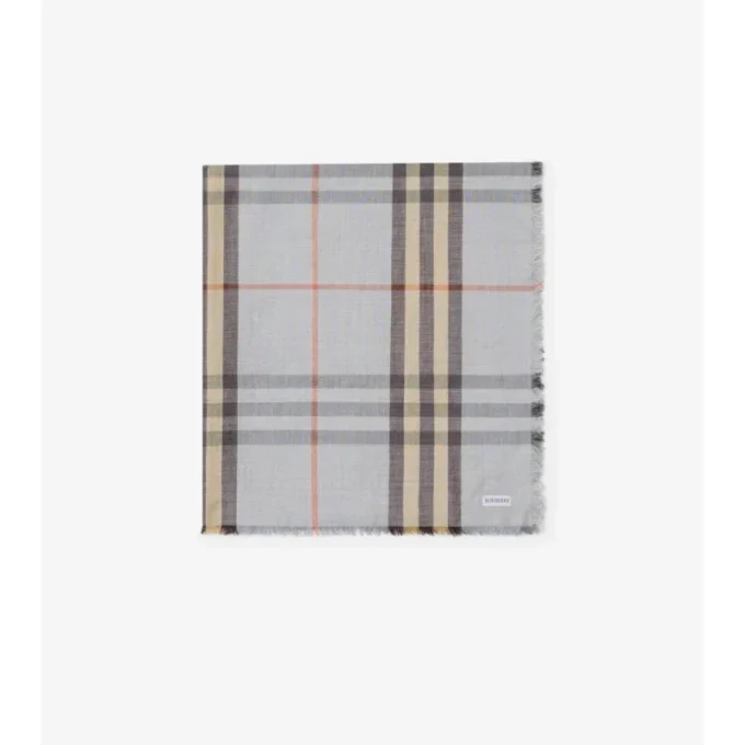 Reversible Check Wool Silk Scarf