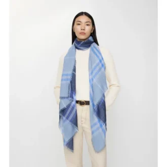 Reversible Check Wool Silk Scarf