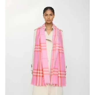 Reversible Check Wool Silk Scarf