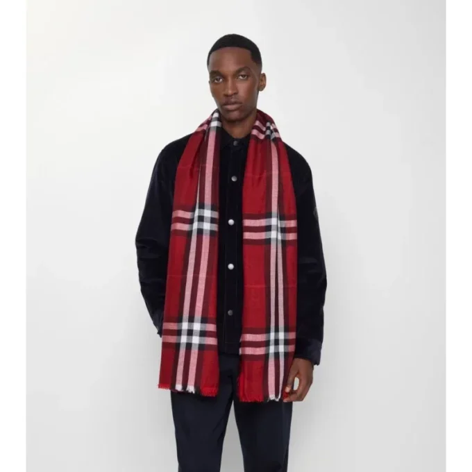 Reversible Check Wool Silk Scarf