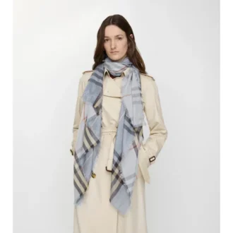 Reversible Check Wool Silk Scarf