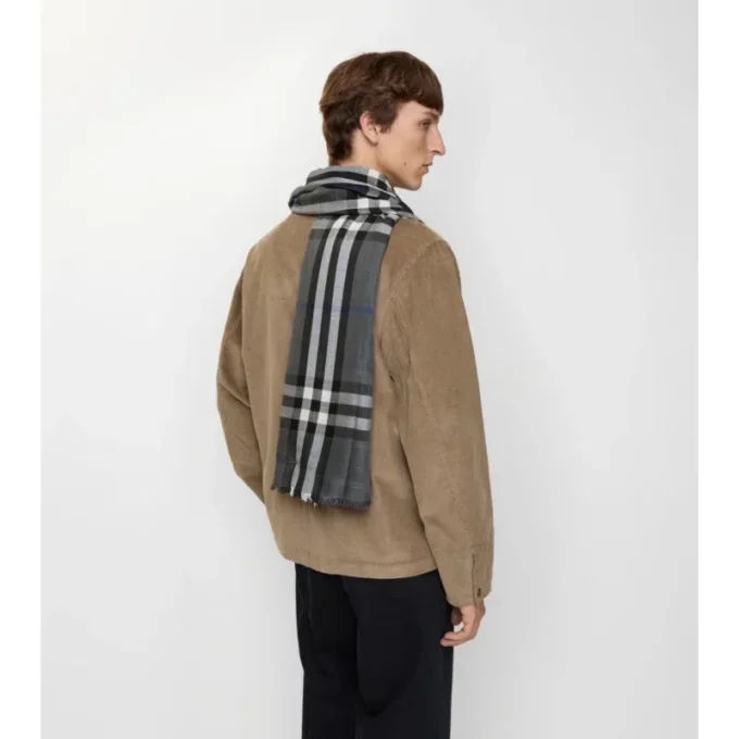Reversible Check Wool Silk Scarf