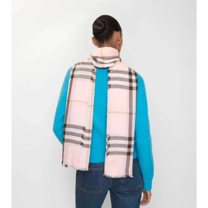 Reversible Check Wool Silk Scarf
