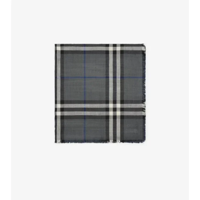 Reversible Check Wool Silk Scarf