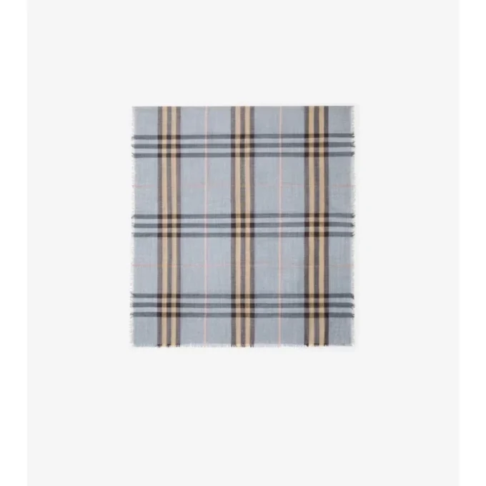 Reversible Check Wool Silk Scarf