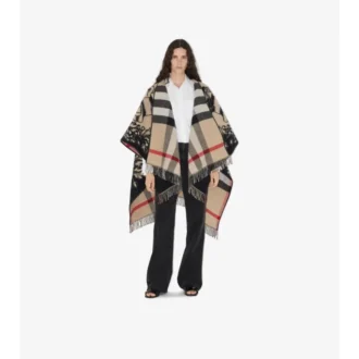 Reversible Ekd Check Wool Cape