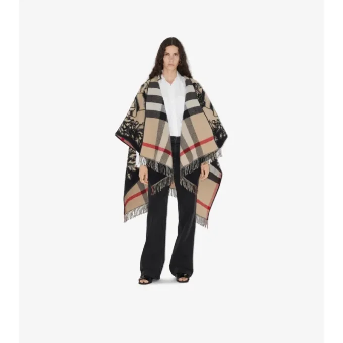 Reversible Ekd Check Wool Cape