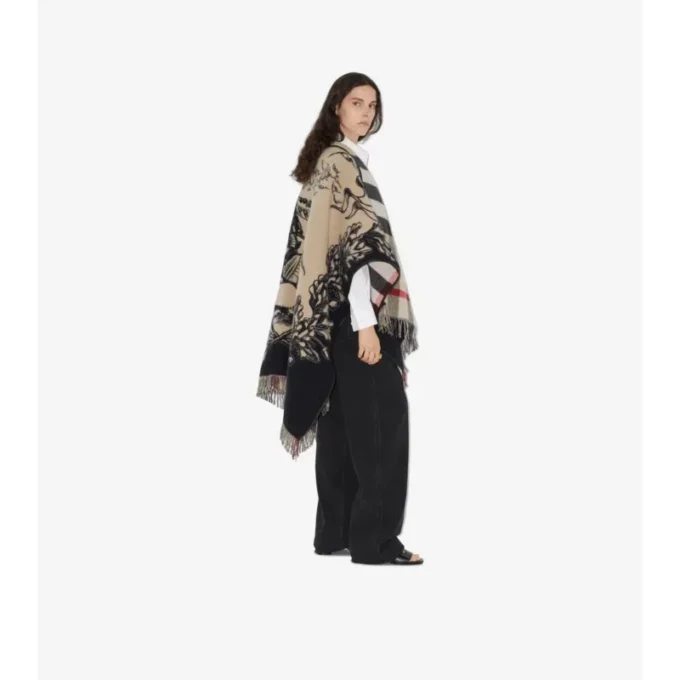 Reversible Ekd Check Wool Cape