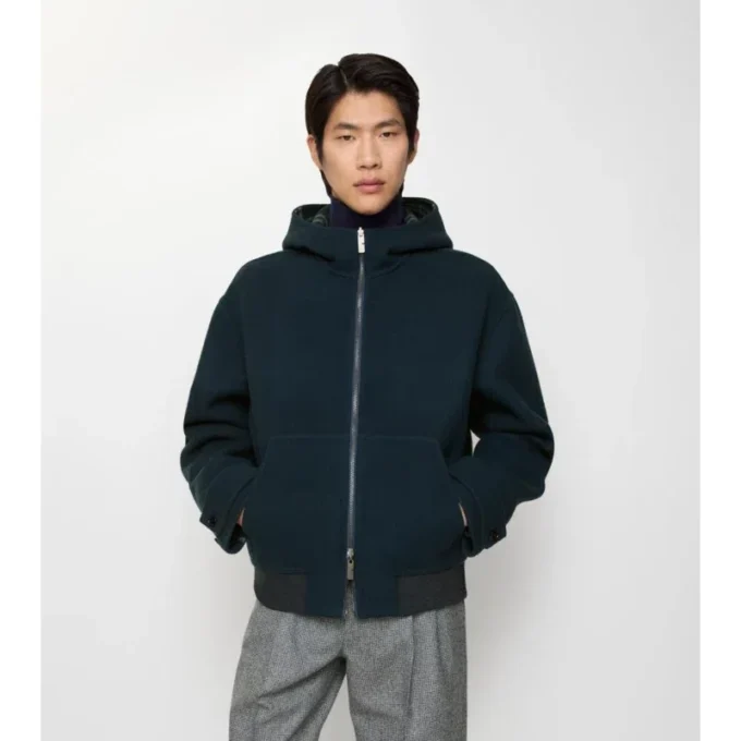 Reversible Wool Hooded Jacket