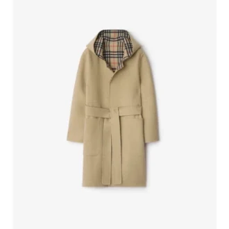 Reversible Wool Hooded Wrap Coat