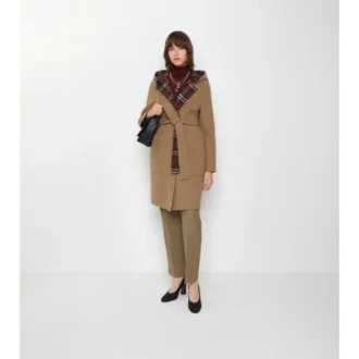 Reversible Wool Hooded Wrap Coat