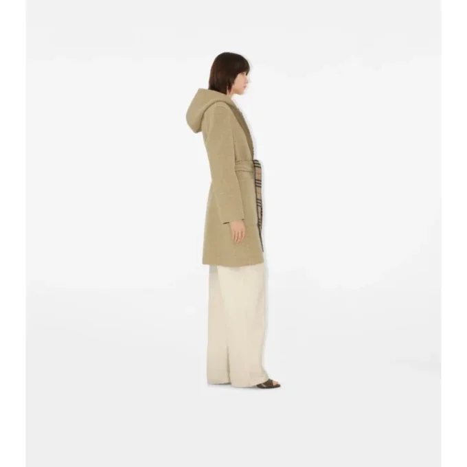 Reversible Wool Hooded Wrap Coat