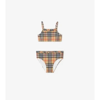 Ruffe Trim Check Bikini