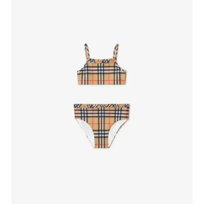 Ruffe Trim Check Bikini